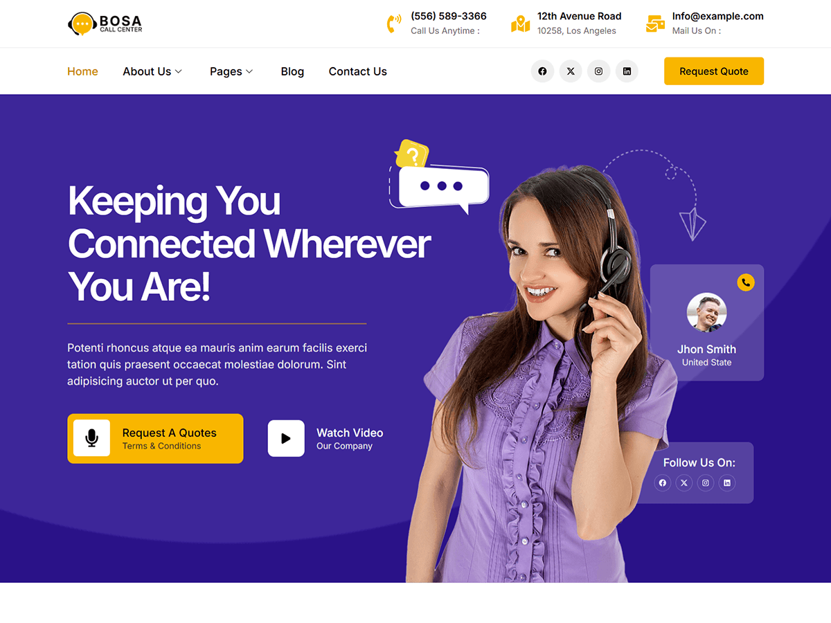 دانلود قالب های وردپرسی 8 Bosa Call Center