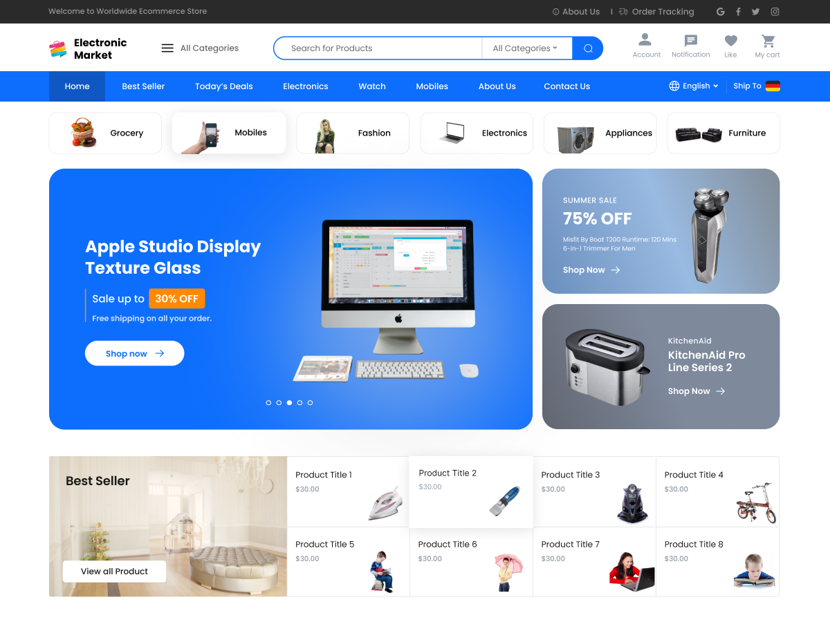 دانلود قالب های وردپرسی 3 Electronic Supermarket