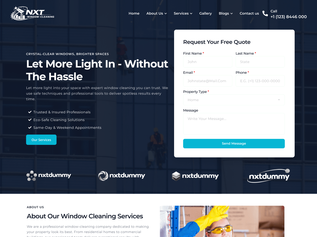 دانلود قالب های وردپرسی 12 NXT Window Cleaning