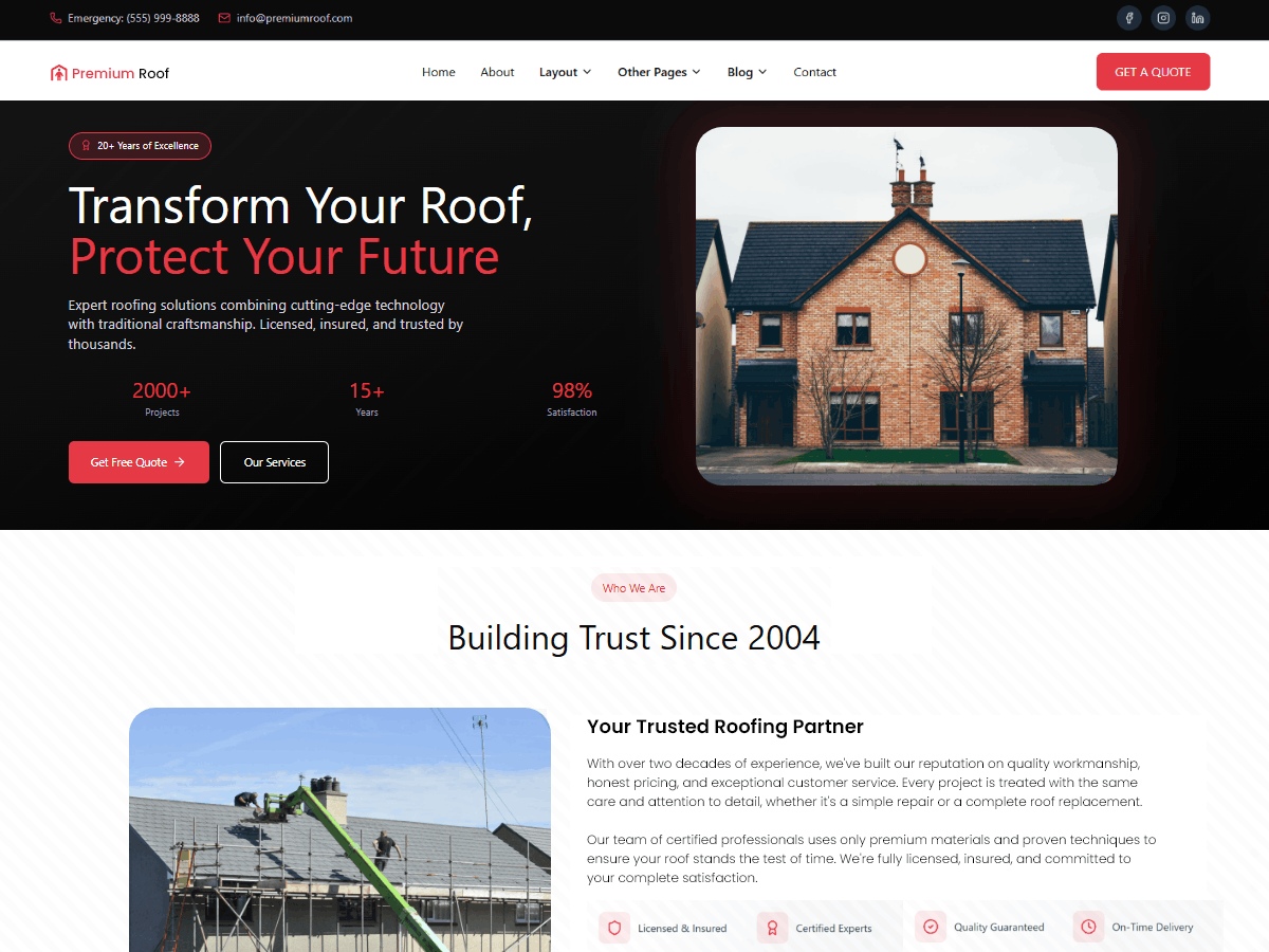 دانلود قالب های وردپرسی 11 Roofing Company