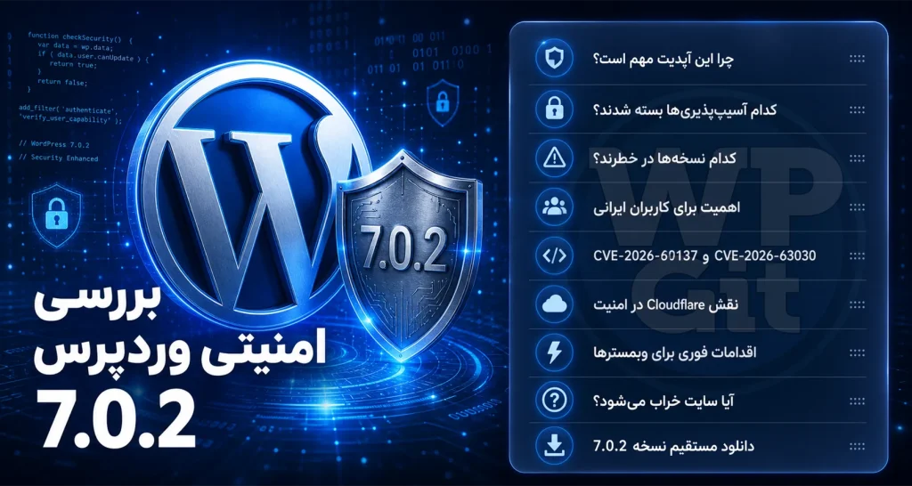 دانلود و بررسی امنیتی وردپرس 7.0.2 - ضرورت برای بروزرسانی هسته وردپرس